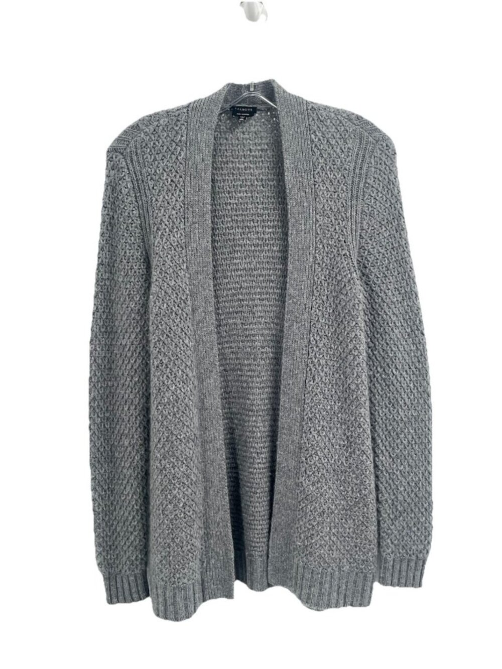 Talbots Gray Textured Knit Pure Cashmere Open Front Cardigan Sz S Quiet Luxury